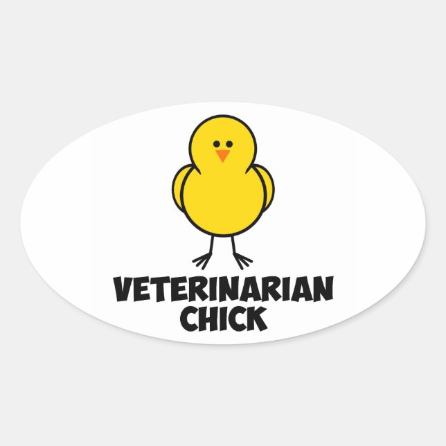 Sticker Ovale Chick vétérinaire (Devant)