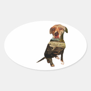Sticker Ovale chien à double exposition