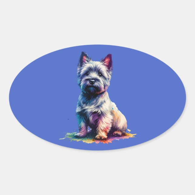 Sticker Ovale Chien de Cairn Terrier (Devant)