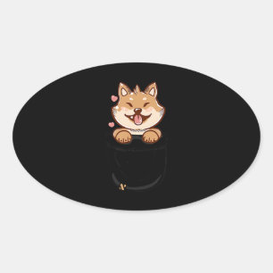 Sticker Ovale Chien de chiba inu chiba de poche Animaux de com