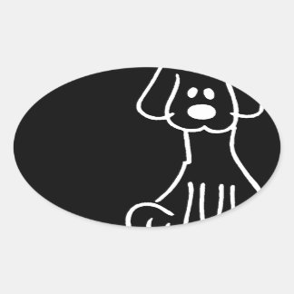 Sticker Ovale Chien de chien animal Abstrait