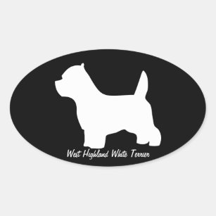 Sticker Ovale Chien de terrier blanc de montagne occidentale,