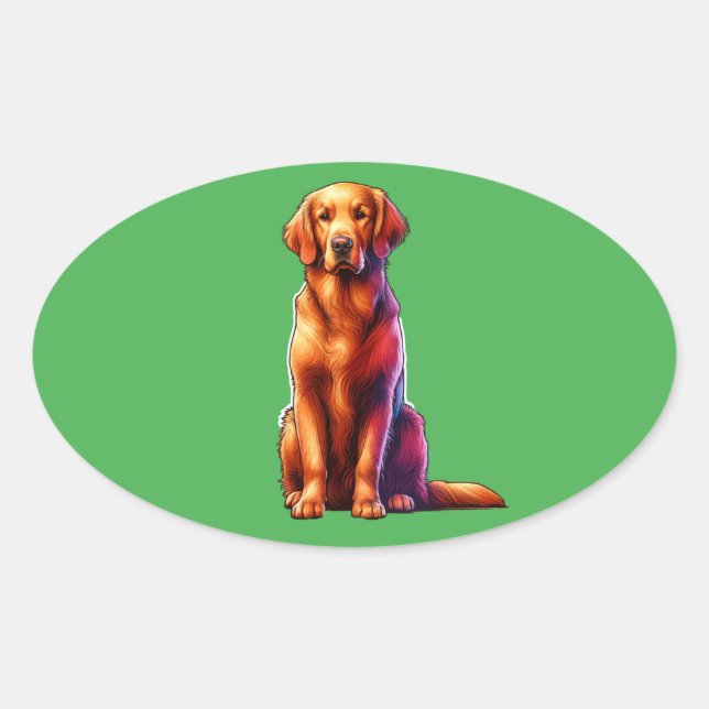 Sticker Ovale Chien de triant recouvert de boue (Devant)