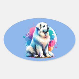 Sticker Ovale Chien des Pyrénées