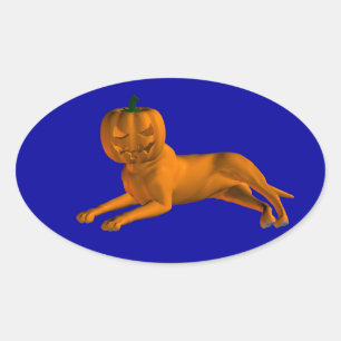 Sticker Ovale Chien d'Halloween