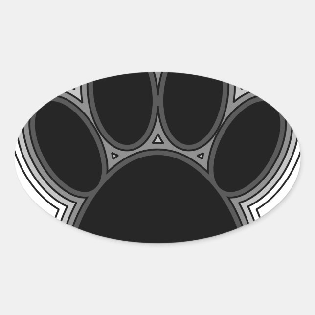 Sticker Ovale Chien Paw Avec Plan (Devant)