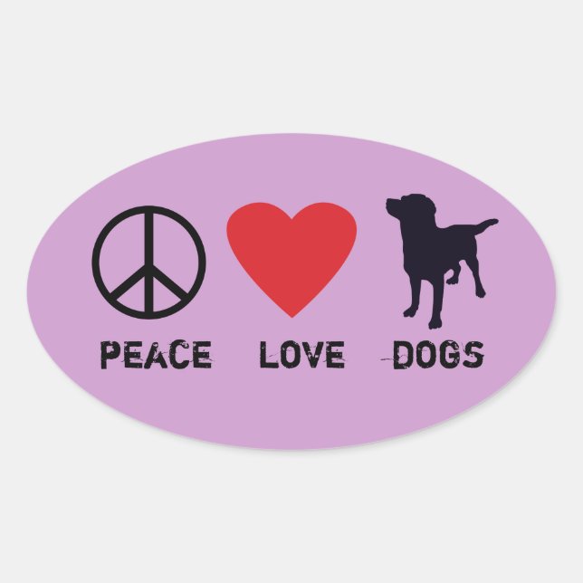 Sticker Ovale Chiens d'amour pour la paix (Devant)
