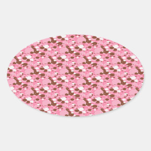 Sticker Ovale Chiffres napolitains 02 BÂTIMENTS rose OVAL foncé