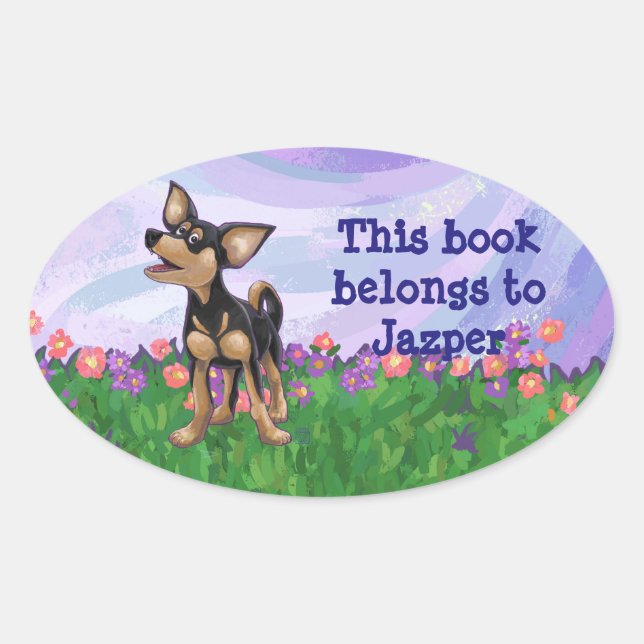 Sticker Ovale Chihuahua (Devant)