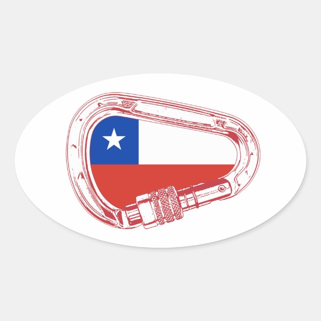 Sticker Ovale Chili Drapeau Escalade carabiner (Devant)