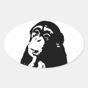 Sticker Ovale Chimpanzé Pop Art Thinking