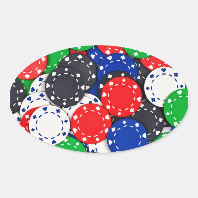 Sticker Ovale Chips de poker Casino (Devant)