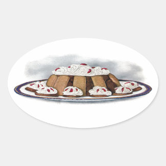 Sticker Ovale Chocolat Charlotte Russe Dessert Vintage