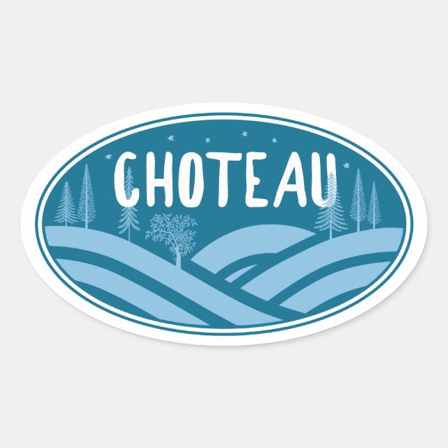 Sticker Ovale Choteau Montana Outdoors (Devant)