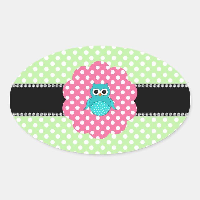 Sticker Ovale Chouette turquoise (Devant)