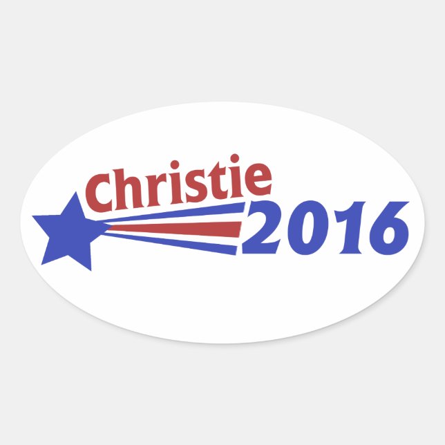 Sticker Ovale Chris Christie 2016 (Devant)
