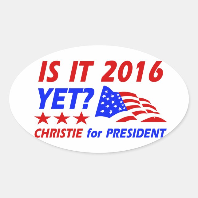 Sticker Ovale Chris Christie pour les conceptions de président (Devant)