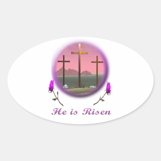 Sticker Ovale Christ ressuscité (Devant)