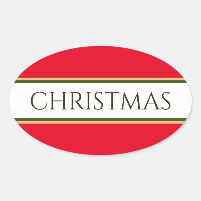 Sticker Ovale CHRISTMAS Bright Red Green White Racing Stripes (Devant)