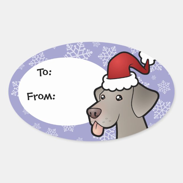 Sticker Ovale Christmas Weimaraner (Devant)