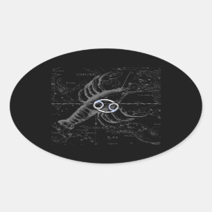 Sticker Ovale Chrome comme Cancer Zodiac Connexion Hevelius