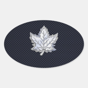 Sticker Ovale Chrome Comme Maple Leaf Fibres de carbone Impressi