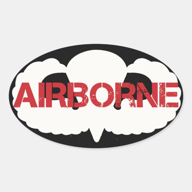 Sticker Ovale Cimier aéroporté sur NOIR (Devant)