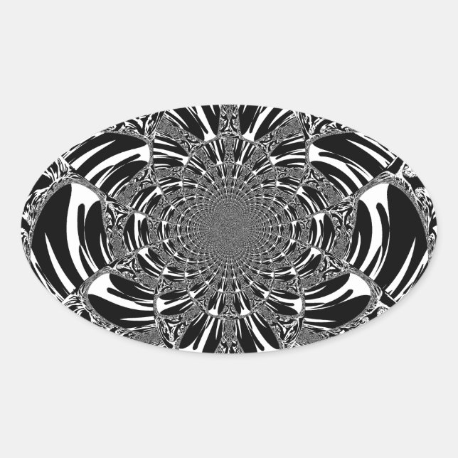 Sticker Ovale Circulaire Zebra Kaleidoscope Art (Devant)