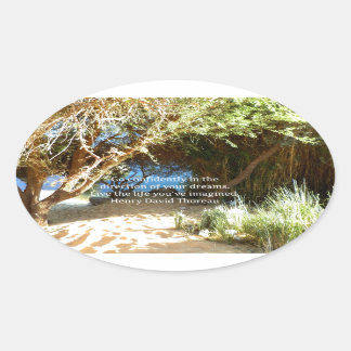Sticker Ovale Citation du rêve motivationnel Henry David Thoreau