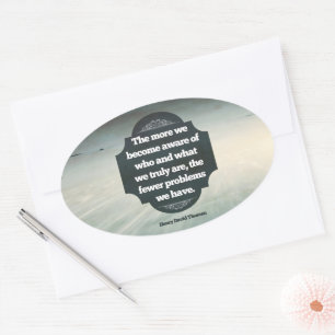 Sticker Ovale Citation Inspirationnelle de Henry David Thoreau "