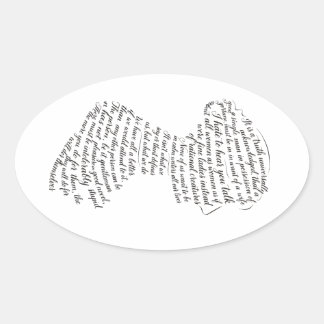 Sticker Ovale Citations de Jane Austen Calligramme