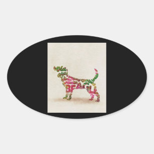 Sticker Ovale Cités de chiens beagles