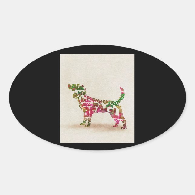 Sticker Ovale Cités de chiens beagles (Devant)
