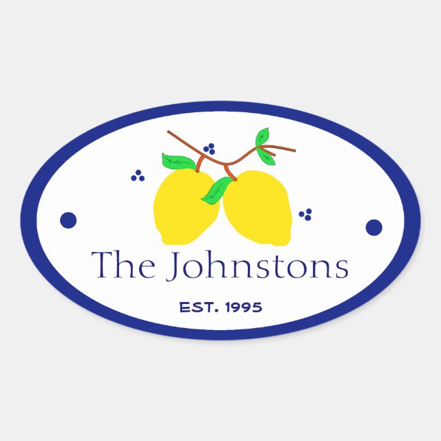 Sticker Ovale Citrons et nom (Devant)