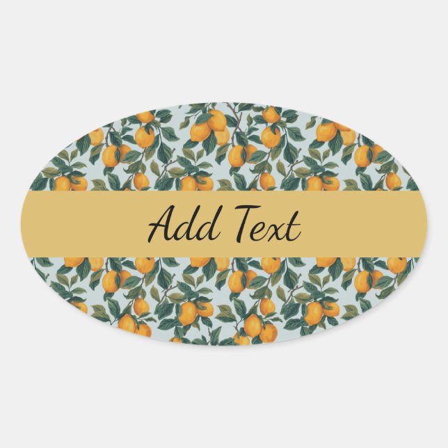 Sticker Ovale Citrons sur Branches (Devant)