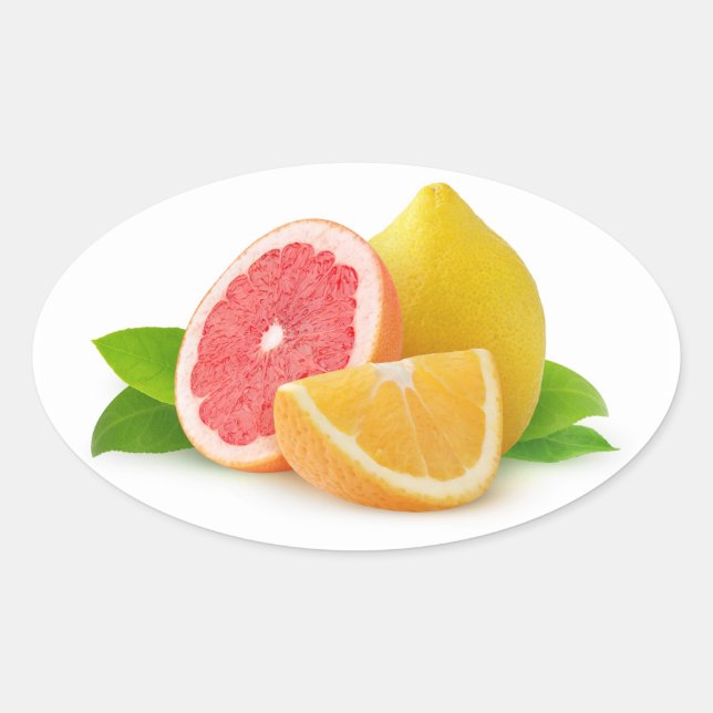 Sticker Ovale Citrus fruits (Devant)