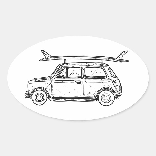 Sticker Ovale Classic Beach Mini Cooper (Devant)