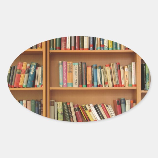 Sticker Ovale Classic book shelf pattern (Devant)
