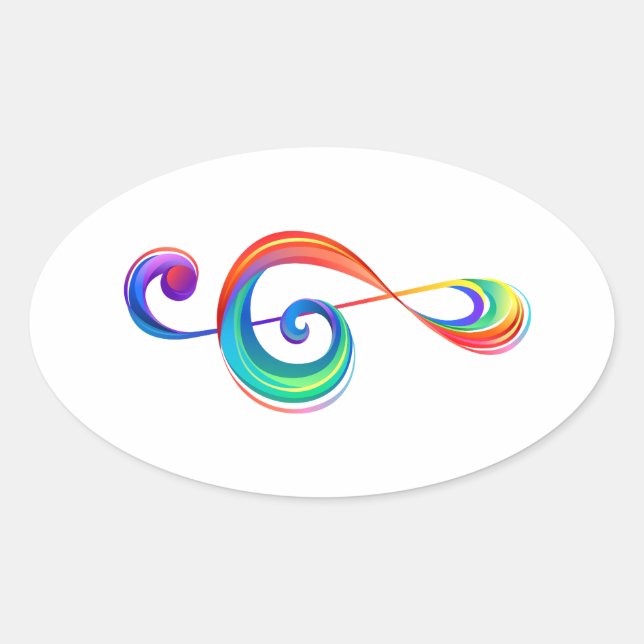 Sticker Ovale Clé arc-en-ciel (Devant)