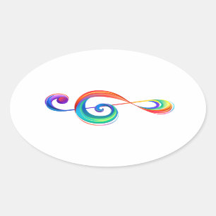 Sticker Ovale Clé arc-en-ciel