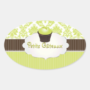 Sticker Ovale Clé PixDezines cupcake+damask/do-it-yourself coule