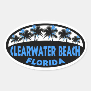 Sticker Ovale Clearwater Beach Palmiers de Floride