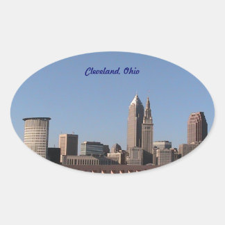 Sticker ovale Cleveland OH Blue Skyline