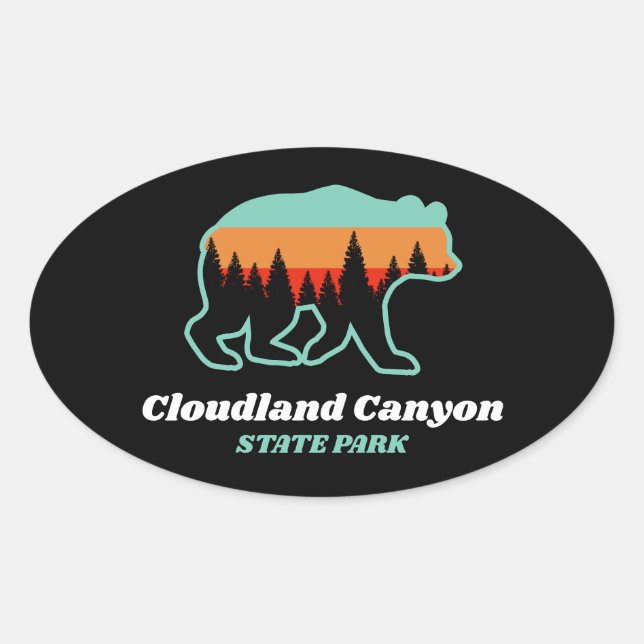 Sticker Ovale Cloudland Canyon State Park Georgia Bear Retro (Devant)