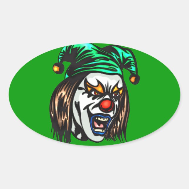 Sticker Ovale Clown malin traître (Devant)