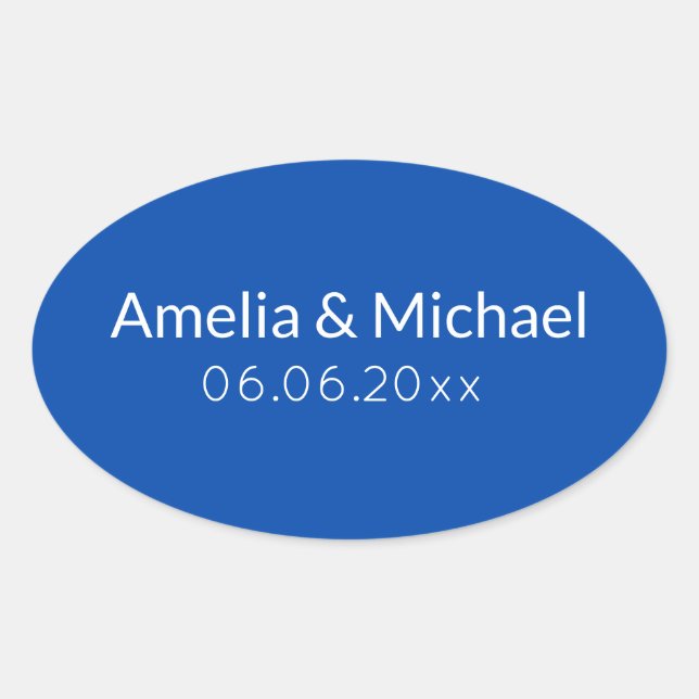 Sticker Ovale Cobalt Blue minimalist save the date (Devant)