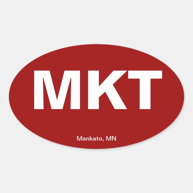 Sticker Ovale Code de l'aéroport - Mankato, Minnesota (Devant)