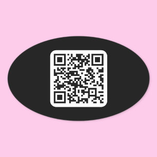 Sticker Ovale Code QR moderne éditable Noir Blanc ou toute cou