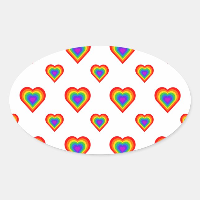 Sticker Ovale Coeur arc-en-ciel (Devant)