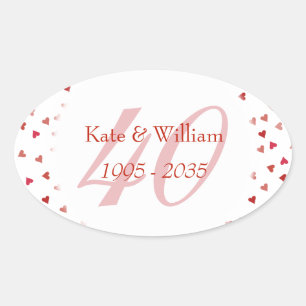 Sticker Ovale Cœur de rubis pour 40e anniversaire de mariage Con